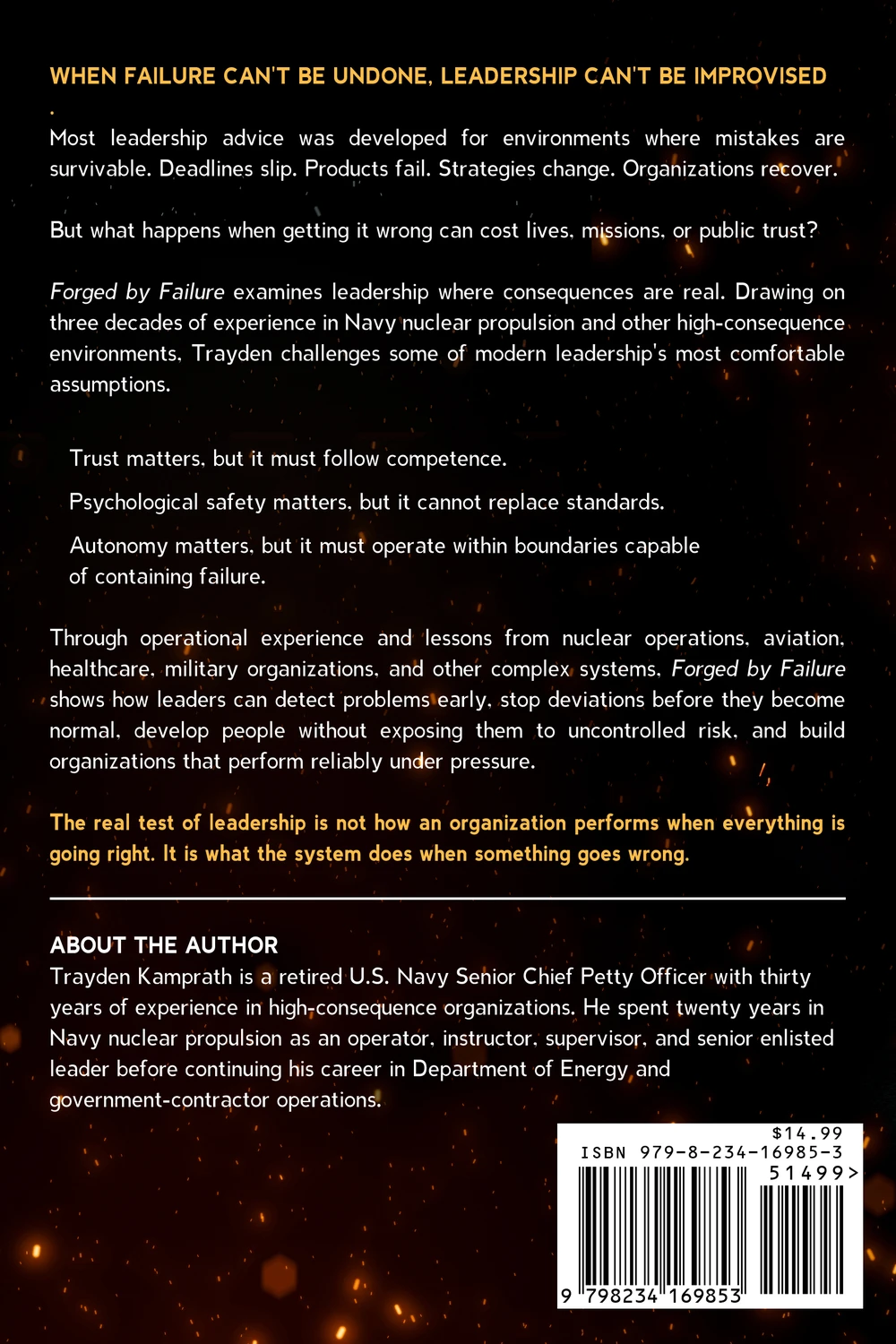 Back cover of Forged by Failure